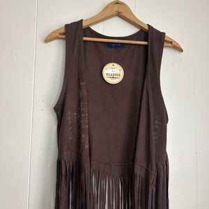 Suede Chic Brown Fringe Vest